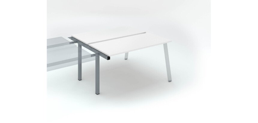 Insel von 2 Arbeitstischen Ecla weiß B 140 x T 60 cm Gestell in Metall - Anbauelement 