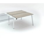 Pôle de 2 bureaux droits chêne gris L 140 x P 126 cm, piétement métal - Arch - Elément suivant