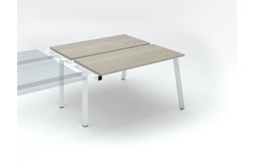 Insel von 2 Arbeitstischen Ecla graue Eiche B 140 x T 60 cm Gestell in Metall - Anbauelement 