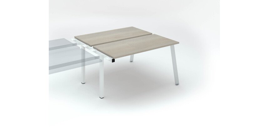 Pôle de 2 bureaux droits chêne gris L 140 x P 126 cm, piétement métal - Arch - Elément suivant