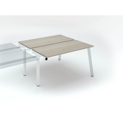 Conjunto de 2 mesas Ecla roble gris An 140 x Fon 60 cm patas metal blancas- elemento siguiente
