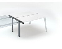 Island of 2 desks Ecla white W 140 x D 60 cm undercarriage in metal anthracite - extension 