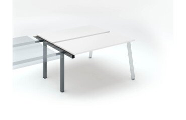 Eiland van 2 werkposten ECLA wit B 140 x D 60 cm onderstel in metaal - aanbouwelement