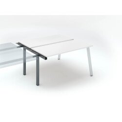 Pôle de 2 bureaux droits blanc L 140 x P 60 cm, piétement métal - Arch - Elément suivant