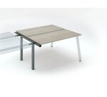 Insel von 2 Arbeitstischen Ecla graue Eiche B 140 x T 60 cm Gestell in Metall - Anbauelement 