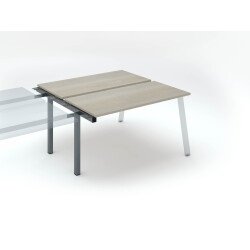 Pôle de 2 bureaux droits chêne gris L 140 x P 60 cm, piétement métal - Arch - Elément suivant