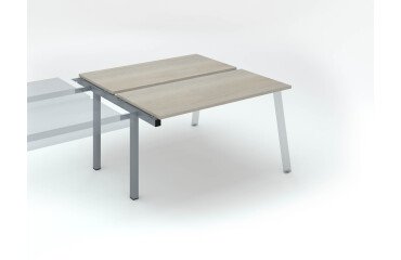 Island of 2 desks Ecla grey oak W 140 x D 60 cm undercarriage in metal - extension 