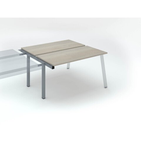 Conjunto de 2 mesas Ecla roble gris An 140 x Fon 60 cm patas metal aluminio- elemento siguiente