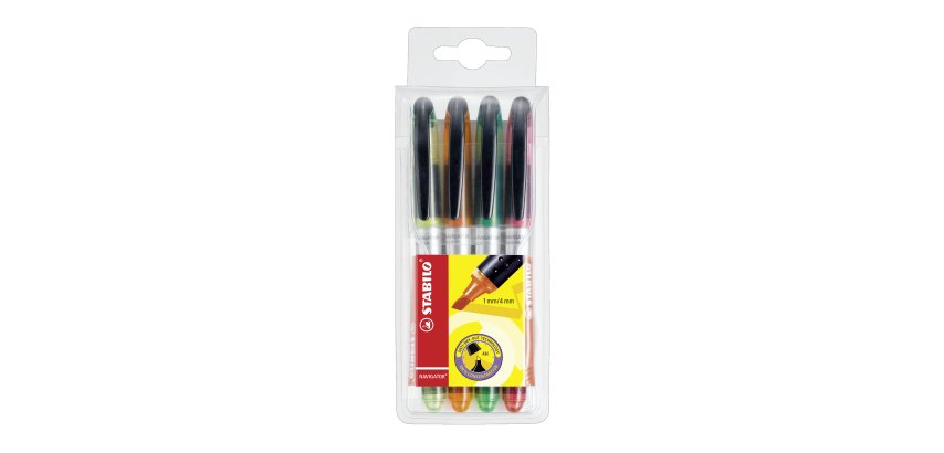 Textmarker Stabilo Navigator Sortiment - Hülle von 4