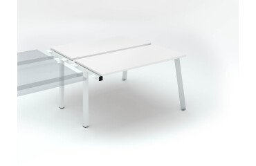 Island of 2 desks Ecla white W 140 x D 60 cm undercarriage in metal - extension 