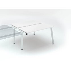 Pôle de 2 bureaux droits blanc L 140 x P 60 cm, piétement métal - Arch - Elément suivant