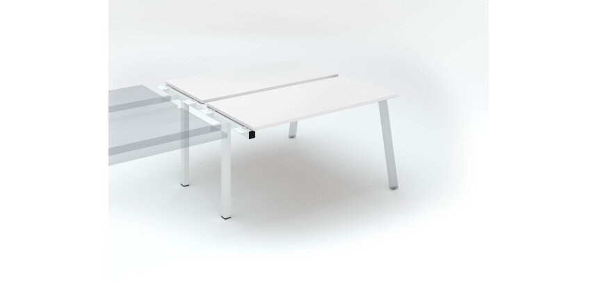 Pôle de 2 bureaux ECLA blanc L 140 x P 60 cm piètement métal - élément suivant