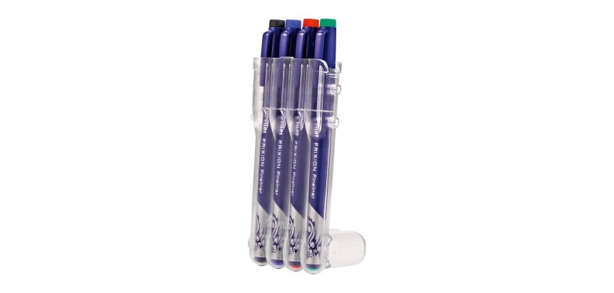 Stylo feutre Pilot Frixion Fineliner pointe 1,3 mm - Ecriture fine - Etuis de 4 couleurs asorties