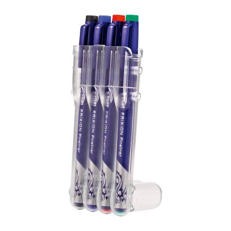 Stylo feutre Pilot Frixion Fineliner pointe 1,3 mm - Ecriture fine - Etuis de 4 couleurs asorties