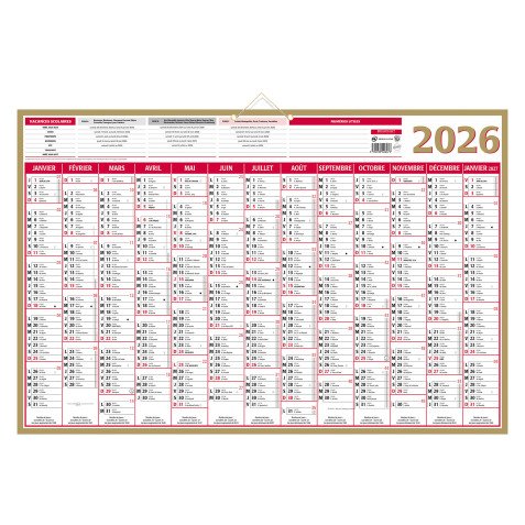 Calendrier annuel mural 2025 - Or - L 65 x 43 cm