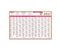 Calendrier semestriel mural année 2027 - 21 x 26,5 cm - 13 mois
