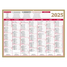 Calendrier semestriel mural 2025 - Or - L 42 x 32 cm