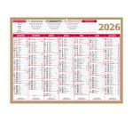 Calendrier semestriel mural 2026 - Or - 32 x 42 cm