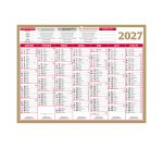 Calendrier semestriel mural 2027 - Or - 32 x 42 cm