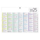 Calendrier semestriel mural 2025 - marque-pages souple - L 29,5 x H 20 cm