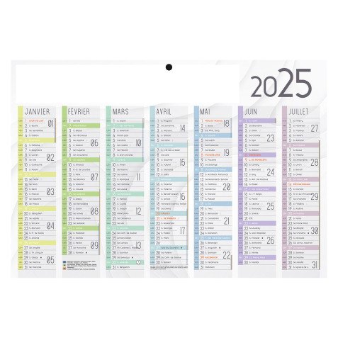 Calendrier semestriel mural 2026 - marque-pages souple - L 29,5 x H 20 cm