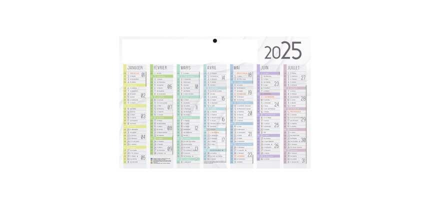 Calendrier semestriel mural 2026 - marque-pages souple - L 29,5 x H 20 cm