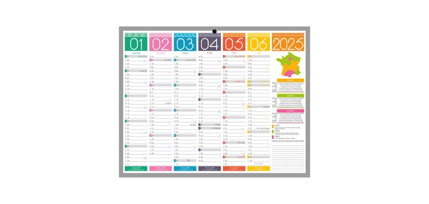 Calendrier semestriel mural 2026 - Tendance - L 26,5 x H 21 cm