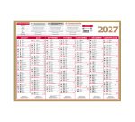 Calendrier semestriel mural 2027 - Or - 32 x 42 cm