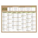 Calendrier semestriel mural 2026 - Natura - 32 x 42 cm