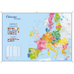 Soepele wandkaart voorkant Europa achterkant wereld - 98 x 138 cm