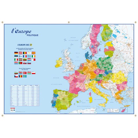 Carte murale souple recto Europe / verso Monde - L 138 x H 98 cm