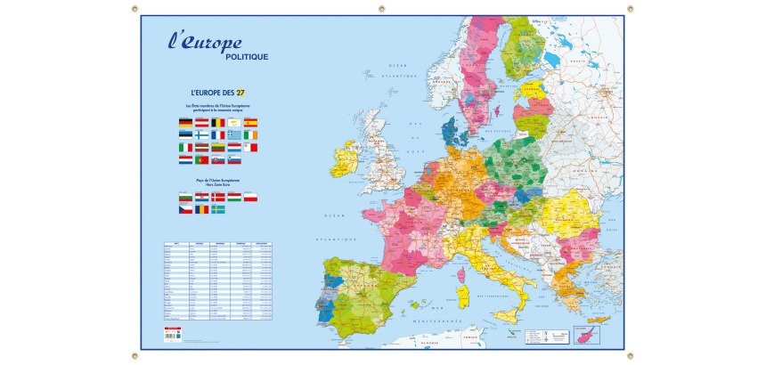 Carte murale souple recto Europe / verso Monde - L 138 x H 98 cm