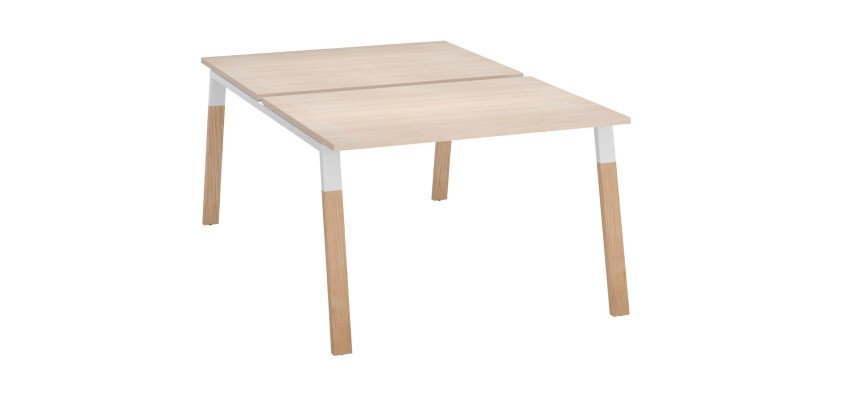 Pôle de 2 bureaux droits L 120 x P 166 cm, piétement bois métal - Arch