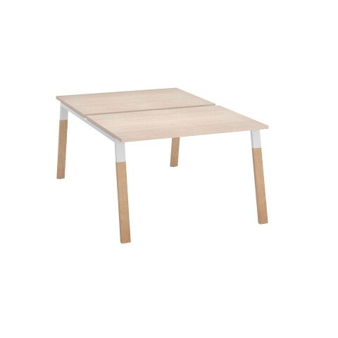 Conjunto de 2 mesas Ecla roble claro An 120 x Fon 80 cm con patas metal y madera - elemento inicial
