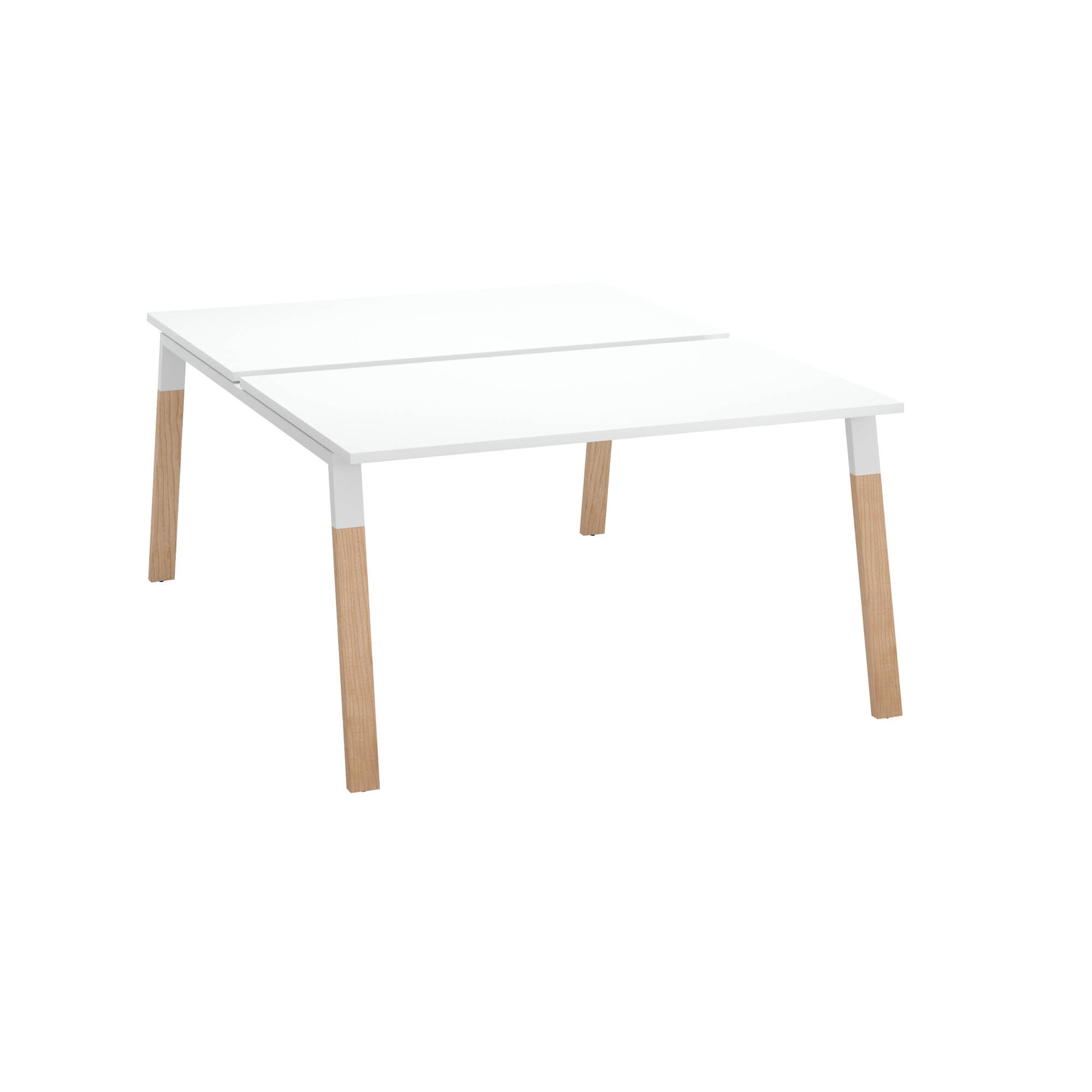 Center consisting of 2 ECLA offices, 166 cm deep, with metal and wood base.
