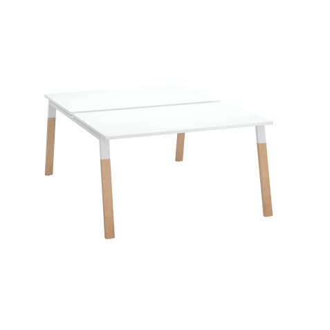 Center consisting of 2 ECLA offices, 166 cm deep, with metal and wood base.
