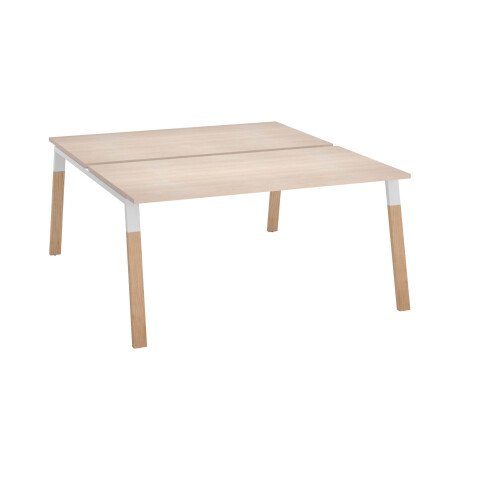 Eiland 2 werkposten Ecla B 80 cm onderstel in metaal en hout