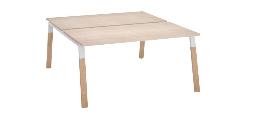 Pôle de 2 bureaux droits L 160 x P 166 cm, piétement bois métal - Arch