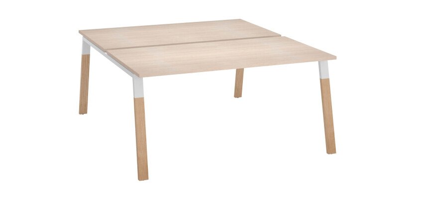 Pôle de 2 bureaux droits L 160 x P 166 cm, piétement bois métal - Arch