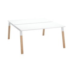 Pôle de 2 bureaux droits L 160 x P 166 cm, piétement bois métal - Arch
