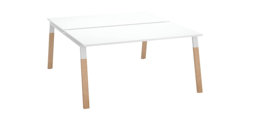 Pôle de 2 bureaux droits L 160 x P 166 cm, piétement bois métal - Arch