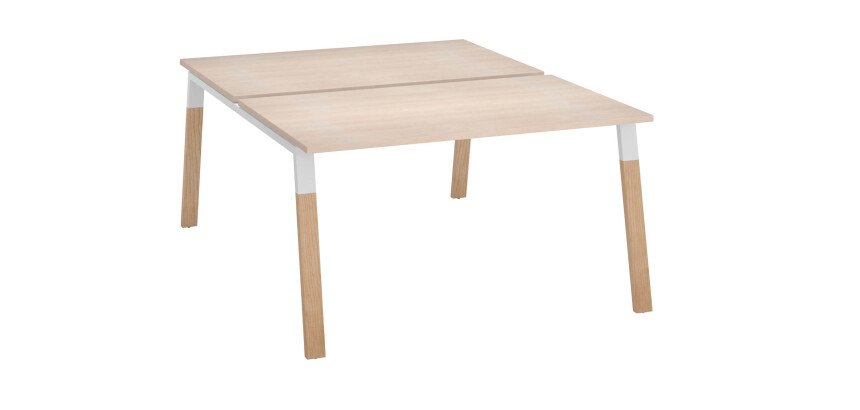 Pôle de 2 bureaux droits L 140 x P 166 cm, piétement bois métal - Arch
