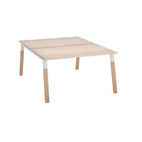 Conjunto de 2 mesas Ecla roble claro An 140 x Fon 80 cm con patas metal y madera - elemento inicial