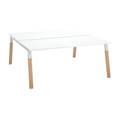 Conjunto de 2 mesas rectas Ecla patas metal y madera- Elemento inicial