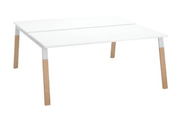 Conjunto de 2 mesas rectas Ecla patas metal y madera- Elemento inicial