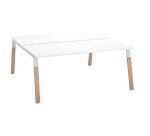 Pôle de 2 bureaux ECLA profondeur 166 piètement métal et bois