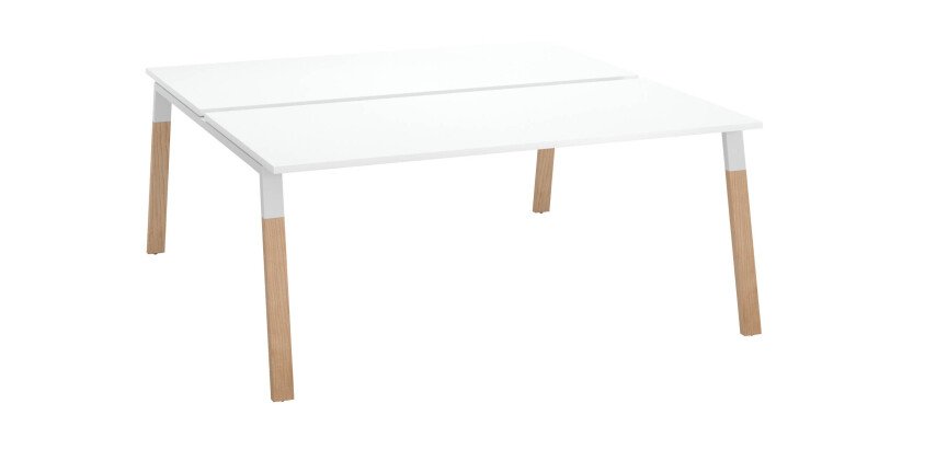 2er Büromodul ECLA, Tiefe 166 cm, Gestell aus Metall und Holz