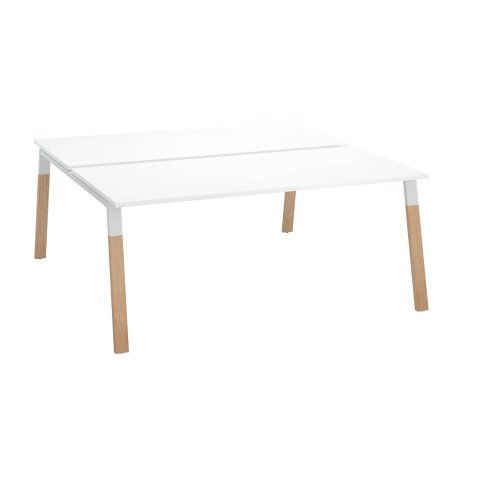 Conjunto de 2 mesas Ecla blancas An 180 x Fon 80 cm con patas metal y madera - elemento inicial
