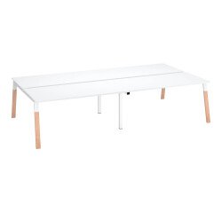 Pôle de 4 bureaux droits L 320 x P 166 cm, piétement bois métal - Arch