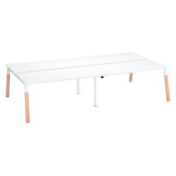 Pôle de 4 bureaux droits L 160 x P 60 cm, piétement bois métal - Arch